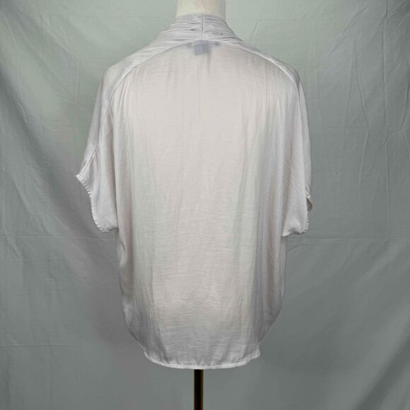 Vince Cream Short Sleeve Draped Blouse Small Preppy Transitional Basic Neutral - Picture 6 of 14